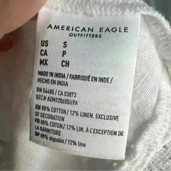 AMERICAN EAGLE OUTFITTERS Women’s Oversize White Lace Button Down Shirt Size S - Picture 6 of 6